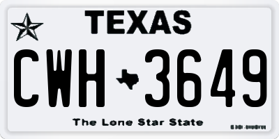 TX license plate CWH3649