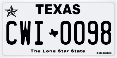 TX license plate CWI0098