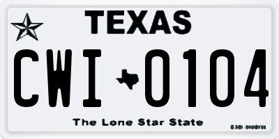 TX license plate CWI0104