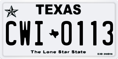 TX license plate CWI0113