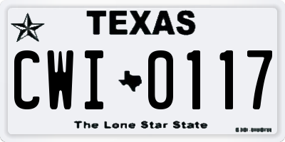TX license plate CWI0117