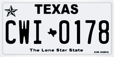 TX license plate CWI0178