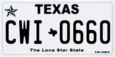 TX license plate CWI0660