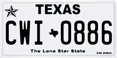 TX license plate CWI0886