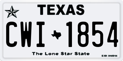 TX license plate CWI1854