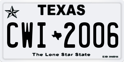 TX license plate CWI2006
