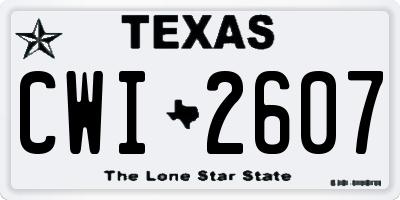 TX license plate CWI2607