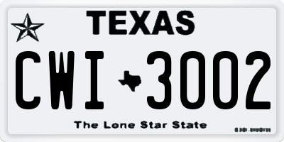 TX license plate CWI3002