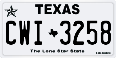 TX license plate CWI3258