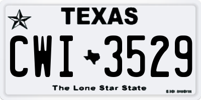 TX license plate CWI3529