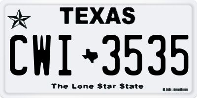 TX license plate CWI3535