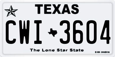 TX license plate CWI3604