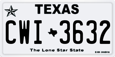 TX license plate CWI3632