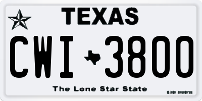 TX license plate CWI3800