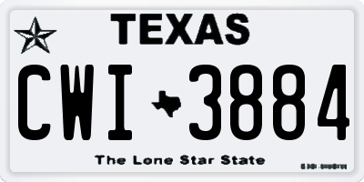 TX license plate CWI3884