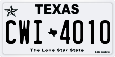 TX license plate CWI4010