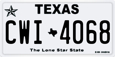 TX license plate CWI4068