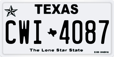TX license plate CWI4087