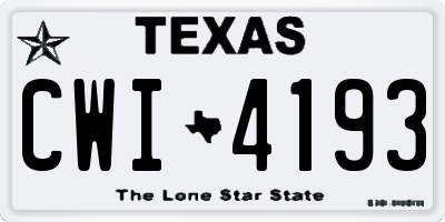 TX license plate CWI4193