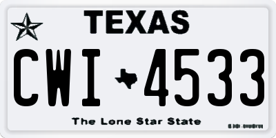 TX license plate CWI4533