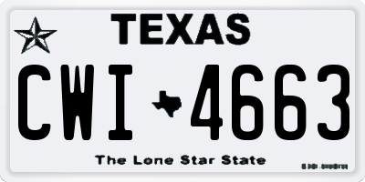 TX license plate CWI4663