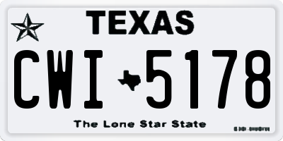 TX license plate CWI5178