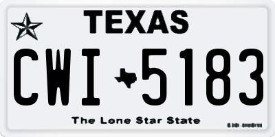 TX license plate CWI5183