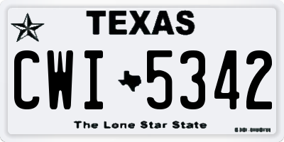 TX license plate CWI5342