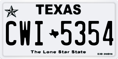 TX license plate CWI5354