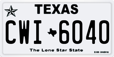 TX license plate CWI6040