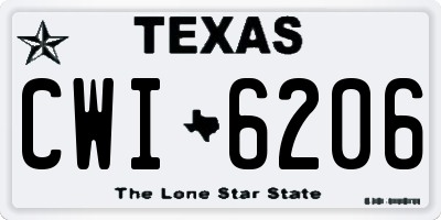 TX license plate CWI6206