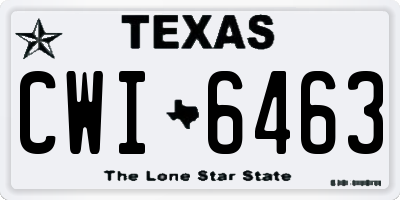 TX license plate CWI6463