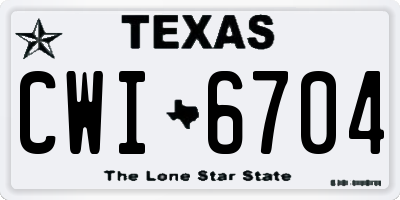 TX license plate CWI6704