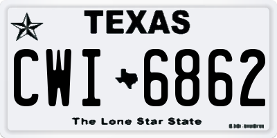 TX license plate CWI6862