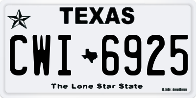 TX license plate CWI6925