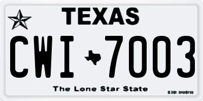 TX license plate CWI7003