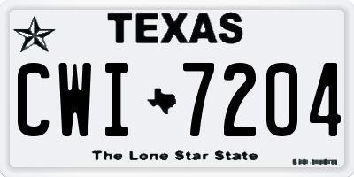 TX license plate CWI7204