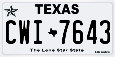 TX license plate CWI7643
