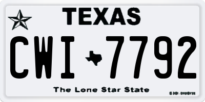 TX license plate CWI7792