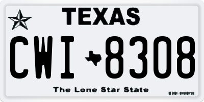 TX license plate CWI8308