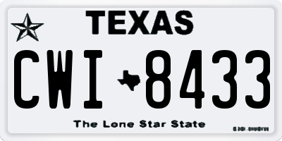 TX license plate CWI8433