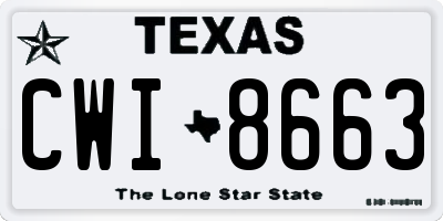 TX license plate CWI8663