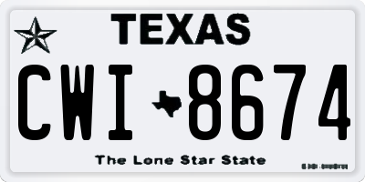 TX license plate CWI8674