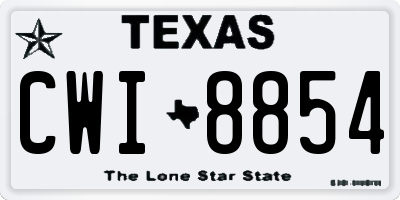 TX license plate CWI8854