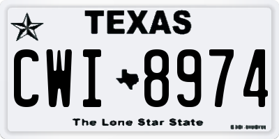 TX license plate CWI8974