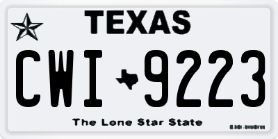 TX license plate CWI9223