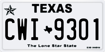 TX license plate CWI9301