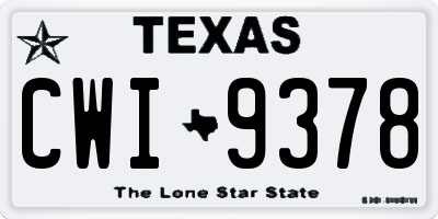 TX license plate CWI9378
