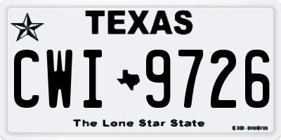 TX license plate CWI9726