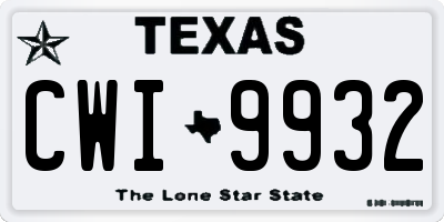 TX license plate CWI9932